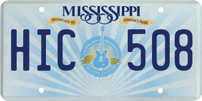 MS license plate HIC508