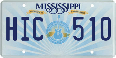 MS license plate HIC510