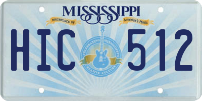 MS license plate HIC512