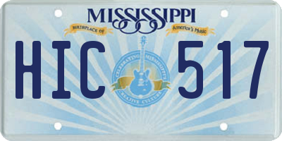 MS license plate HIC517