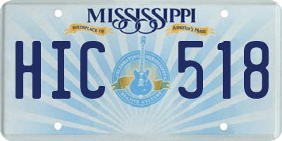 MS license plate HIC518