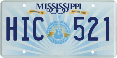 MS license plate HIC521