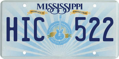MS license plate HIC522