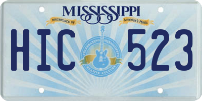 MS license plate HIC523