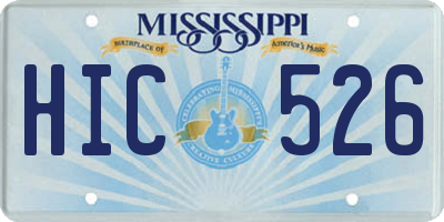 MS license plate HIC526