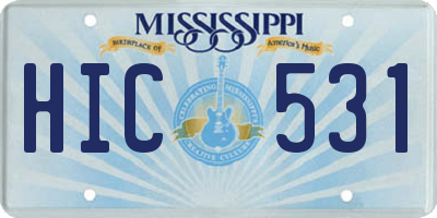 MS license plate HIC531
