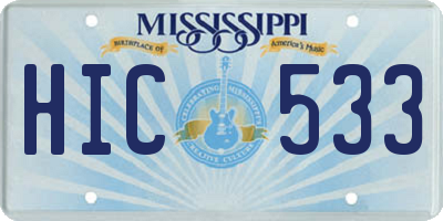 MS license plate HIC533