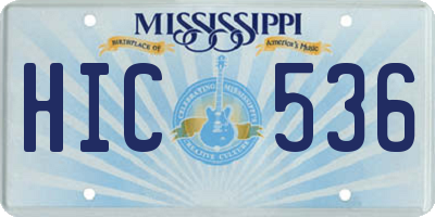 MS license plate HIC536