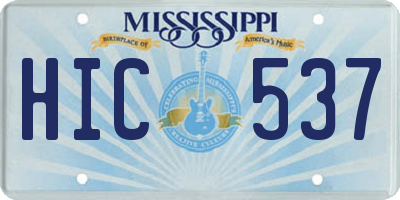 MS license plate HIC537