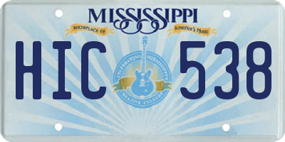 MS license plate HIC538