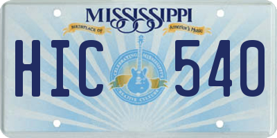 MS license plate HIC540