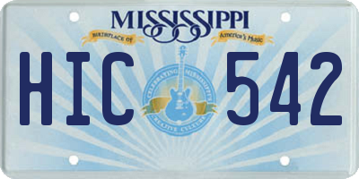 MS license plate HIC542
