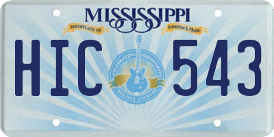 MS license plate HIC543