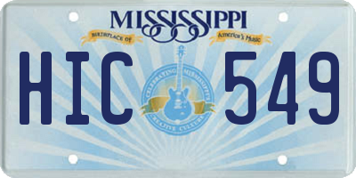 MS license plate HIC549