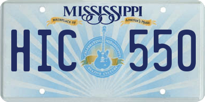 MS license plate HIC550