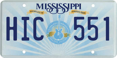 MS license plate HIC551