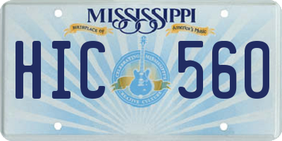 MS license plate HIC560
