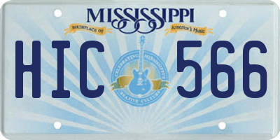 MS license plate HIC566