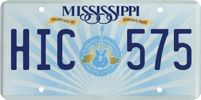 MS license plate HIC575