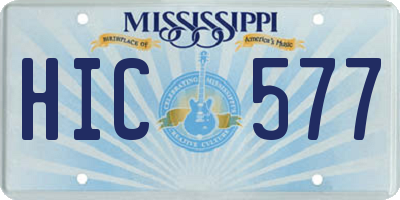 MS license plate HIC577