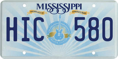 MS license plate HIC580