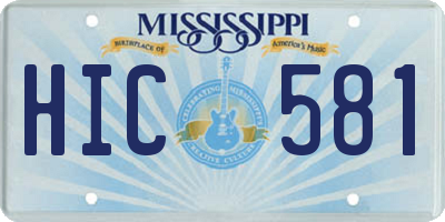 MS license plate HIC581