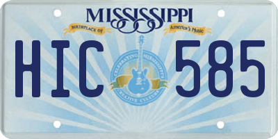 MS license plate HIC585
