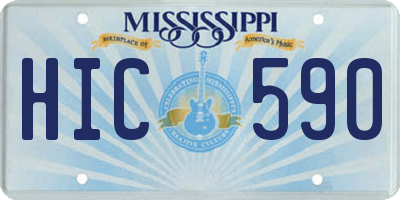 MS license plate HIC590