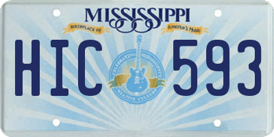 MS license plate HIC593