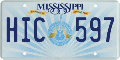 MS license plate HIC597