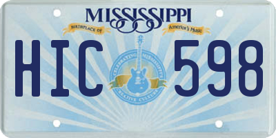 MS license plate HIC598