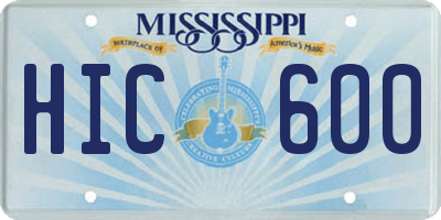 MS license plate HIC600