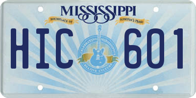 MS license plate HIC601
