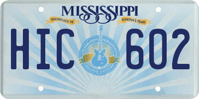 MS license plate HIC602
