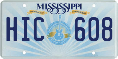 MS license plate HIC608