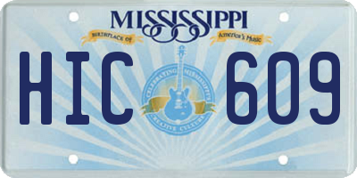 MS license plate HIC609