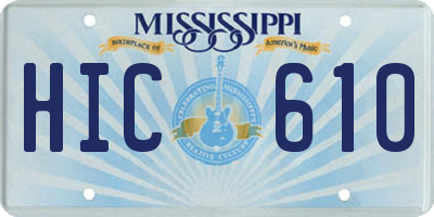 MS license plate HIC610