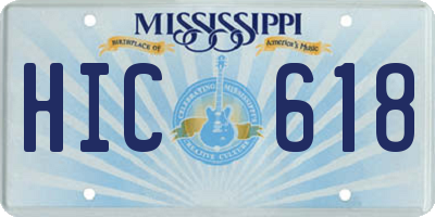 MS license plate HIC618