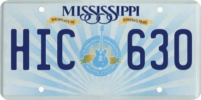MS license plate HIC630