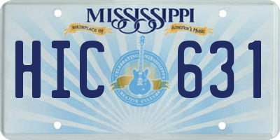 MS license plate HIC631