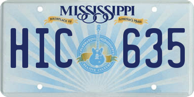 MS license plate HIC635