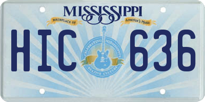MS license plate HIC636