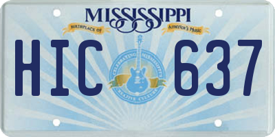 MS license plate HIC637