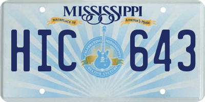 MS license plate HIC643