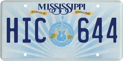 MS license plate HIC644