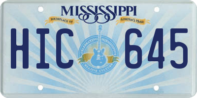 MS license plate HIC645