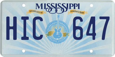 MS license plate HIC647