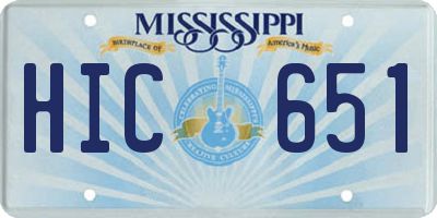 MS license plate HIC651