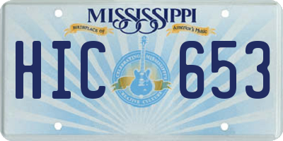 MS license plate HIC653