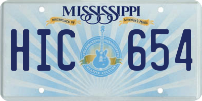 MS license plate HIC654